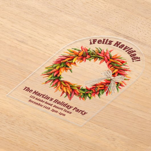 Zuidwest Chili Krans Gepersonaliseerd Transparant Acryl Uitnodigingen (Laagn)