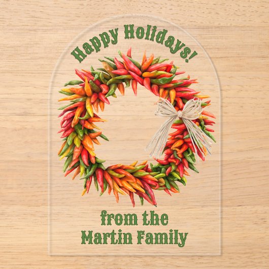 Zuidwest Chili Krans Gepersonaliseerd Wenskaart Acryl Uitnodigingen (Voorkant)