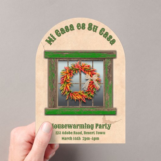 Zuidwest Chili Krans Groen Venster Gepersonaliseer Acryl Uitnodigingen (Insitu (Draagbaar))