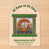 Zuidwest Chili Krans Groen Venster Gepersonaliseer Acryl Uitnodigingen (Voorkant)