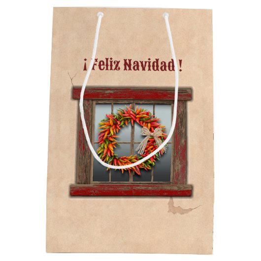 Zuidwest Chili Krans Vakantie Kerstmis Medium Cadeauzakje (Achterkant)