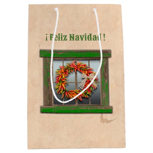 Zuidwest Chili Krans Vakantie Kerstmis Medium Cadeauzakje (Voorkant)