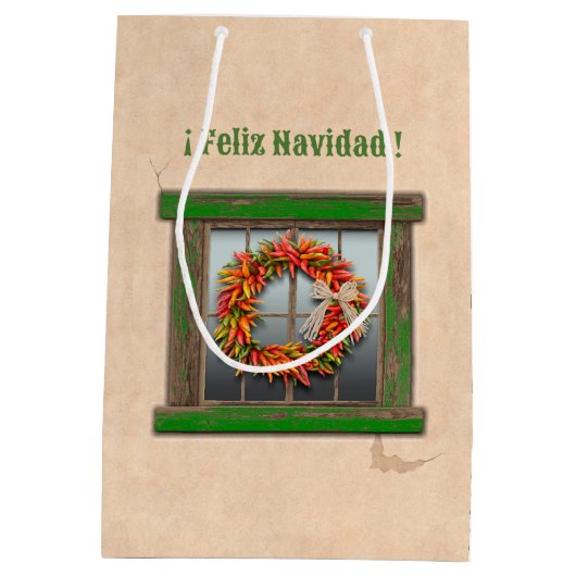 Zuidwest Chili Krans Vakantie Kerstmis Medium Cadeauzakje (Achterkant)