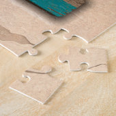 Zuidwest Chili Krans Verweerd Blauw Houten Venster Legpuzzel (Zijkant)