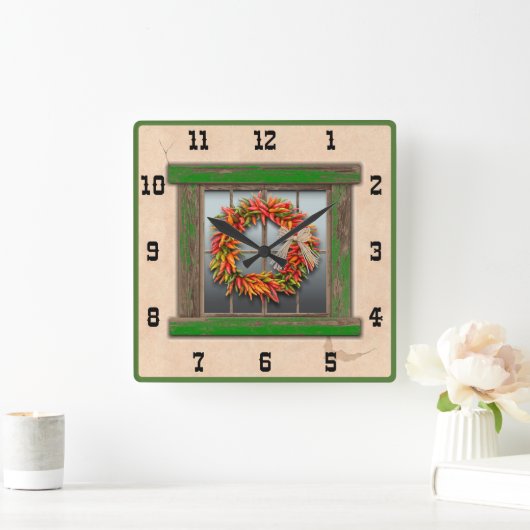 Zuidwest-Chili met Western nummer Groen venster Vierkante Klok (Huis)