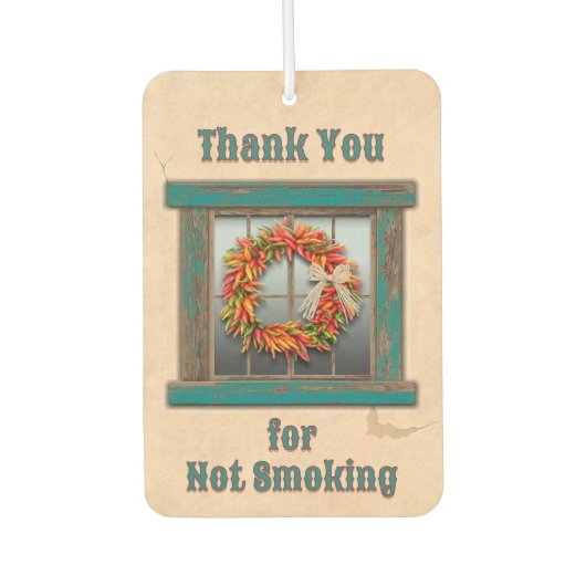 Zuidwest Chili Ristra Krans Blauw Venster Custom Luchtverfrisser (Voorkant)