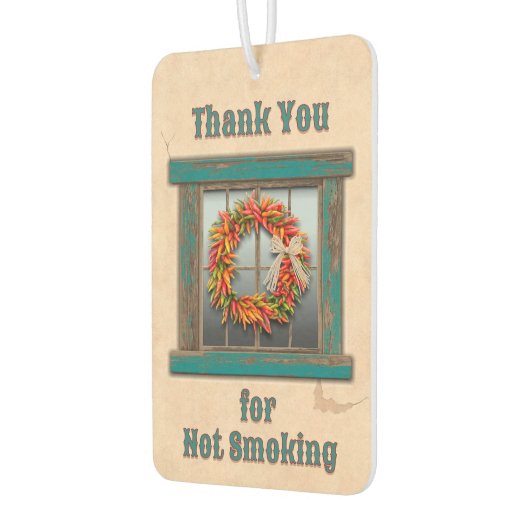 Zuidwest Chili Ristra Krans Blauw Venster Custom Luchtverfrisser (Links)