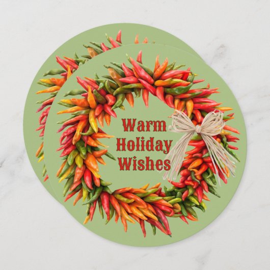 Zuidwest Chili Ristra Krans Custom Feestdagenkaart (Voorkant / Achterkant)