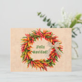 Zuidwest Chili Ristra krans Flat Feliz Navidad Feestdagenkaart (Staand voorkant)