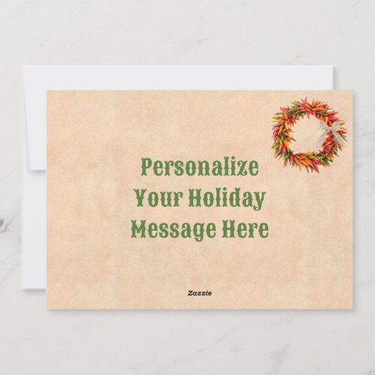 Zuidwest Chili Ristra krans Flat Feliz Navidad Feestdagenkaart (Achterkant)