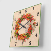 Zuidwest Chili Ristra Wreater Basic Style Numbers Vierkante Klok (Hoek)