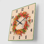 Zuidwest Chili Ristra Wreater Western Style Number Vierkante Klok (Hoek)