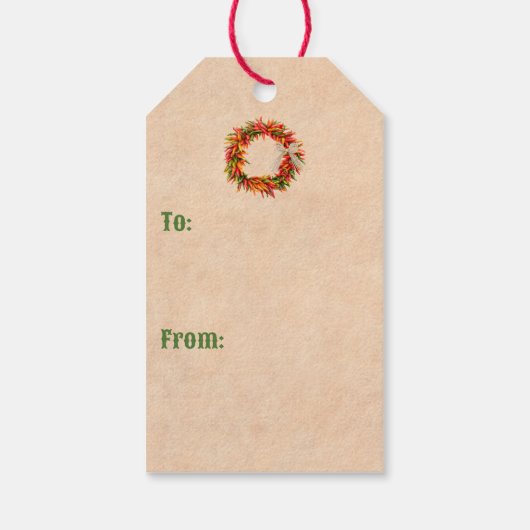 Zuidwest Chili Ristra Wreath Cadeaulabel (Achterkant)