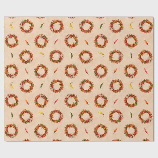 Zuidwest Chili Ristra Wreath on Adobe Wall Cadeaupapier (Vlak)