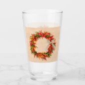 Zuidwest Chili Ristra Wreath on Adobe Wall Glas (Voorkant)