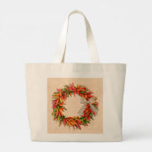 Zuidwest Chili Ristra Wreath on Adobe Wall Grote Tote Bag (Achterkant)