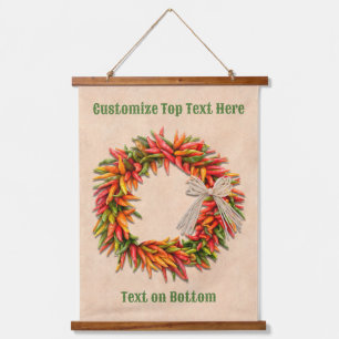 Zuidwest Chili Ristra Wreath on Adobe Wall Hangend Wandkleed
