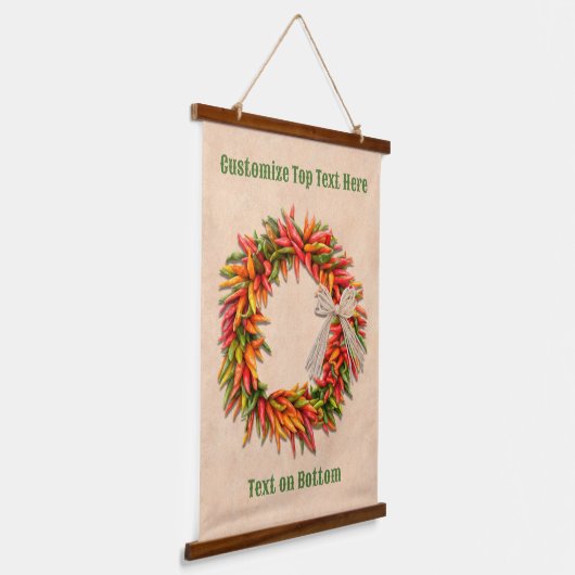 Zuidwest Chili Ristra Wreath on Adobe Wall Hangend Wandkleed (Gebogen)