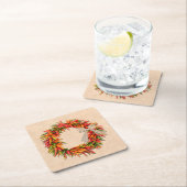 Zuidwest Chili Ristra Wreath on Adobe Wall Kartonnen Onderzetters (Insitu)