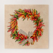 Zuidwest Chili Ristra Wreath on Adobe Wall Legpuzzel (Horizontaal)