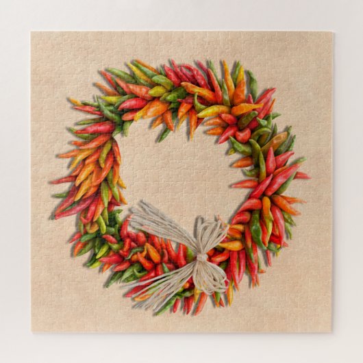 Zuidwest Chili Ristra Wreath on Adobe Wall Legpuzzel (Horizontaal)
