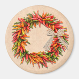 Zuidwest Chili Ristra Wreath on Adobe Wall Magneet