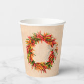 Zuidwest Chili Ristra Wreath on Adobe Wall Papieren Bekers (Achterkant)