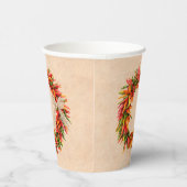 Zuidwest Chili Ristra Wreath on Adobe Wall Papieren Bekers (Rechts)