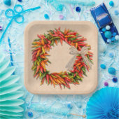 Zuidwest Chili Ristra Wreath on Adobe Wall Papieren Bordje (Feest)