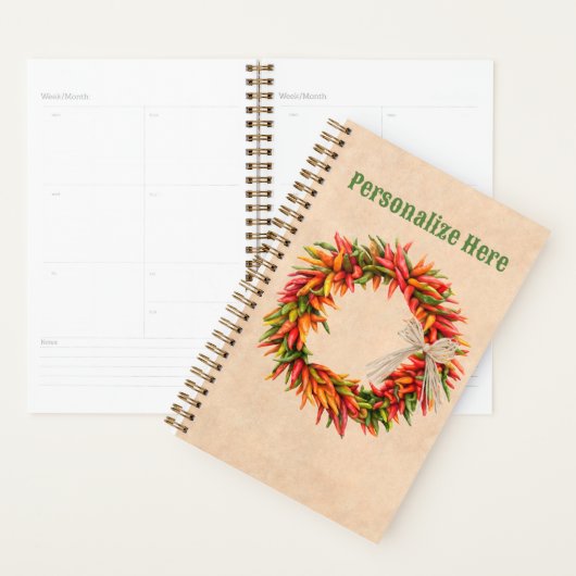 Zuidwest Chili Ristra Wreath on Adobe Wall Planner (Display)