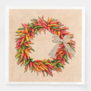 Zuidwest Chili Ristra Wreath on Adobe Wall Servet
