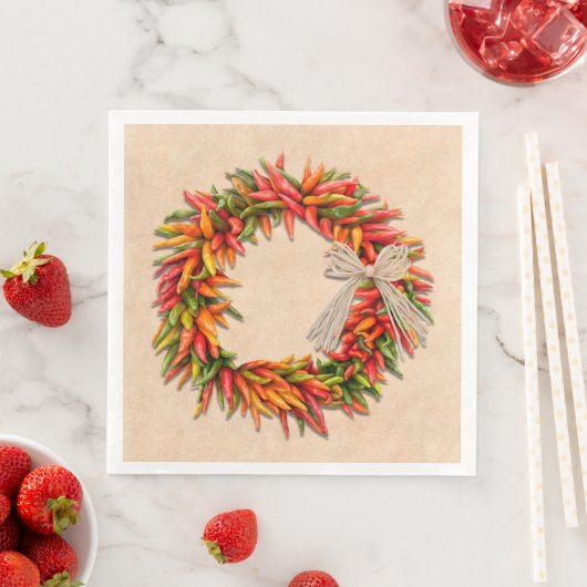 Zuidwest Chili Ristra Wreath on Adobe Wall Servet (Insitu)