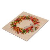 Zuidwest Chili Ristra Wreath on Adobe Wall Tegeltje (Zijkant)
