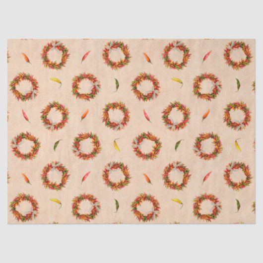 Zuidwest Chili Ristra Wreath on Adobe Wall Tissuepapier (Voorkant)