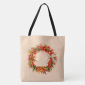 Zuidwest Chili Ristra Wreath on Adobe Wall Tote Bag (Voorkant)