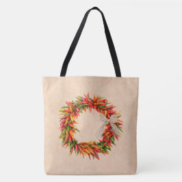 Zuidwest Chili Ristra Wreath on Adobe Wall Tote Bag