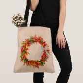 Zuidwest Chili Ristra Wreath on Adobe Wall Tote Bag (Dichtbij)