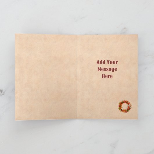 Zuidwest Chili Ristra Wreath Rustiek Rood Venster Kaart (Binnen)