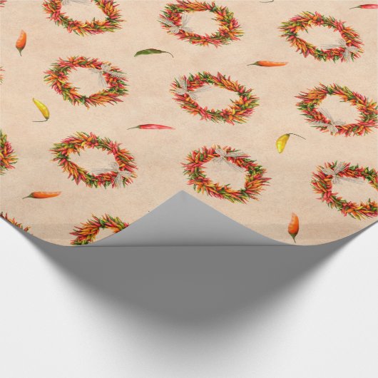 Zuidwest Chili Ristra Wreath Vakantie Kerstmis Cadeaupapier (Hoek)