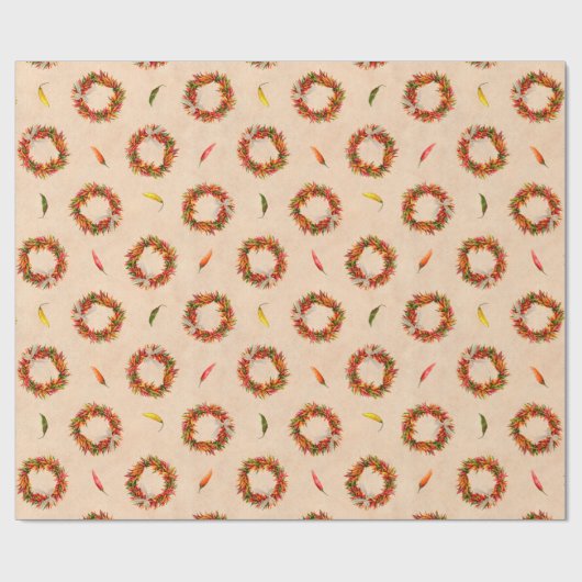 Zuidwest Chili Ristra Wreath Vakantie Kerstmis Cadeaupapier (Vlak)