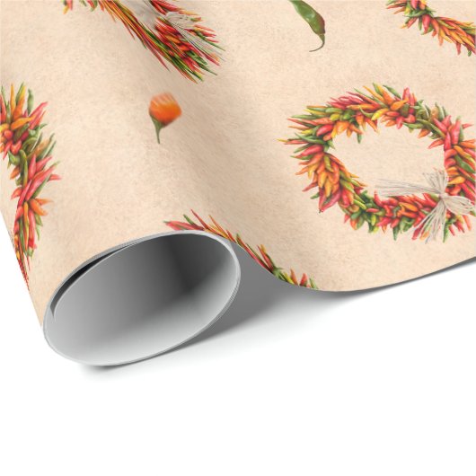 Zuidwest Chili Ristra Wreath Vakantie Kerstmis Cadeaupapier (Rol Hoek)