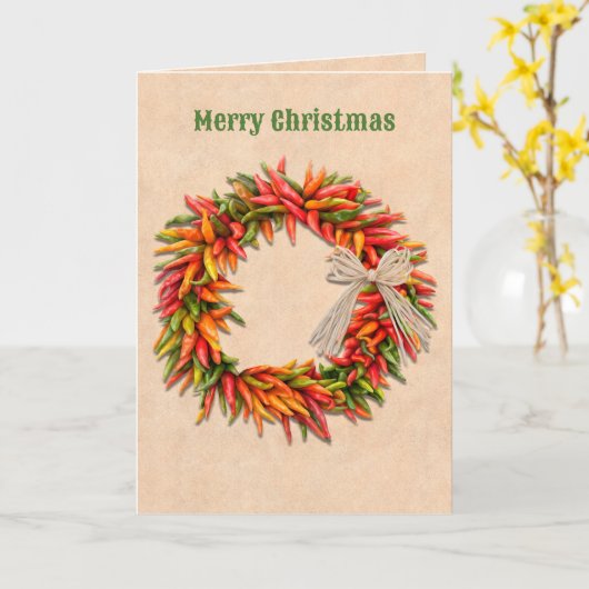 Zuidwest Chili Ristra Wreath Vakantie Kerstmis Kaart (Gele Bloem)