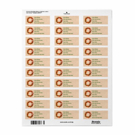 Zuidwest Chili Ristra Wreath Vakantieadres Etiket (Full Sheet)