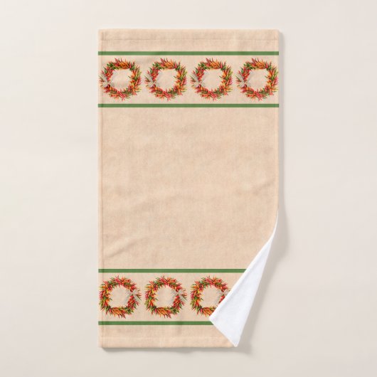 Zuidwest-Chili Ristra Wreaths op Adobe Wall Bad Handdoek (Handdoek)