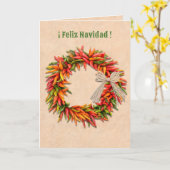 Zuidwest Chili Wreath Feliz Navidad Kerstmis Kaart (Gele Bloem)
