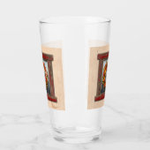 Zuidwest-Chili Wreath op Rustic Red Wood Window Glas (Links)