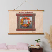 Zuidwest-Chili Wreath op Rustic Red Wood Window Hangend Wandkleed (Slaapkamer)