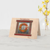 Zuidwest-Chili Wreath op Rustic Red Wood Window Kaart (Gele Bloem)