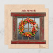 Zuidwest-Chili Wreath op Rustic Red Wood Window Notitiekaartje (Voorkant / Achterkant)