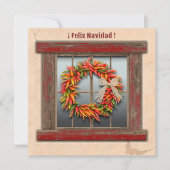 Zuidwest-Chili Wreath op Rustic Red Wood Window Notitiekaartje (Voorkant)
